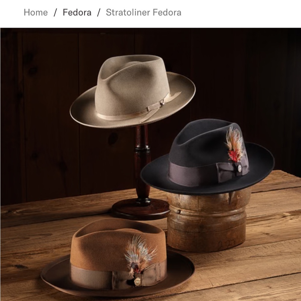 Black Fedora Hat with Red Accent - Picture 2 of 7